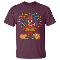 Funny Turkey Ice Hockey Gift T Shirt Thankful For Hockey - Wonder Print Shop