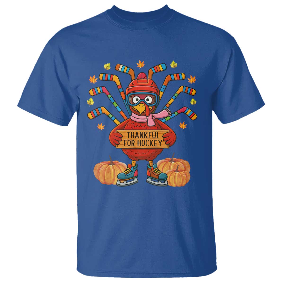 Funny Turkey Ice Hockey Gift T Shirt Thankful For Hockey - Wonder Print Shop