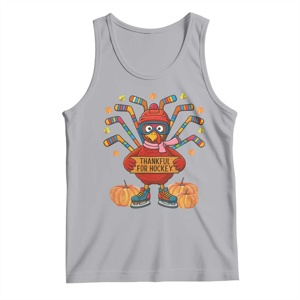 Funny Turkey Ice Hockey Gift Tank Top Thankful For Hockey - Wonder Print Shop