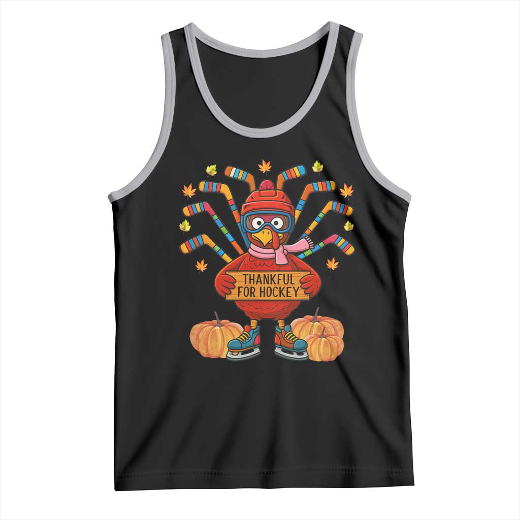 Funny Turkey Ice Hockey Gift Tank Top Thankful For Hockey - Wonder Print Shop