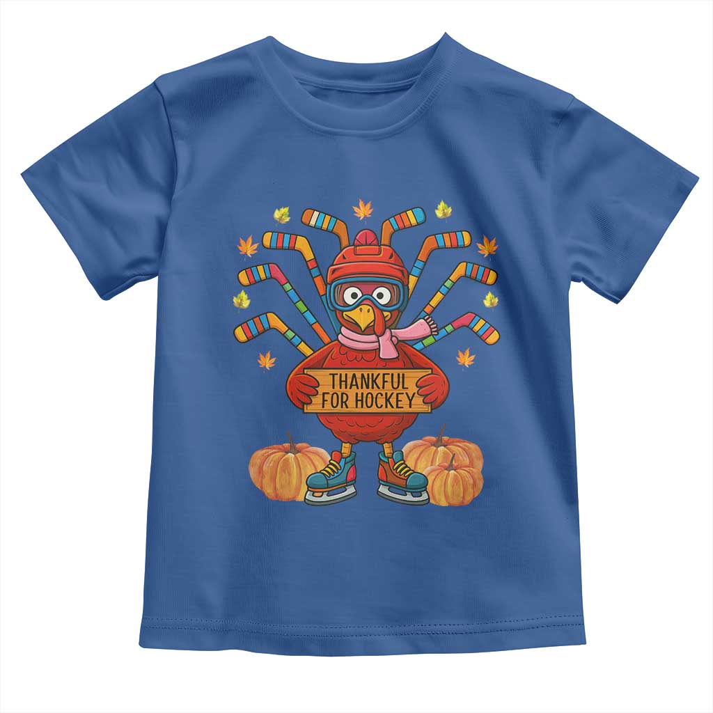 Funny Turkey Ice Hockey Gift Toddler T Shirt Thankful For Hockey - Wonder Print Shop