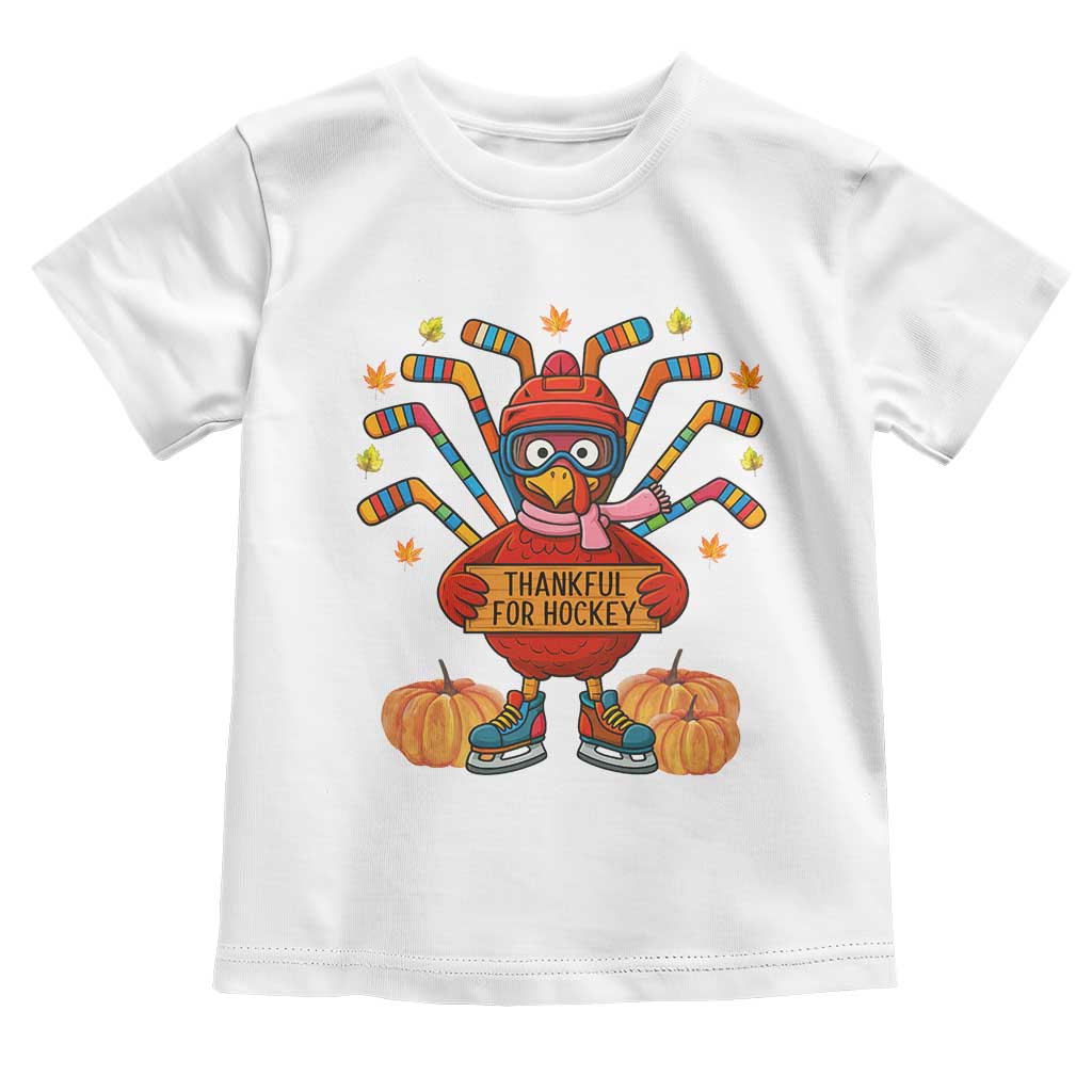 Funny Turkey Ice Hockey Gift Toddler T Shirt Thankful For Hockey - Wonder Print Shop