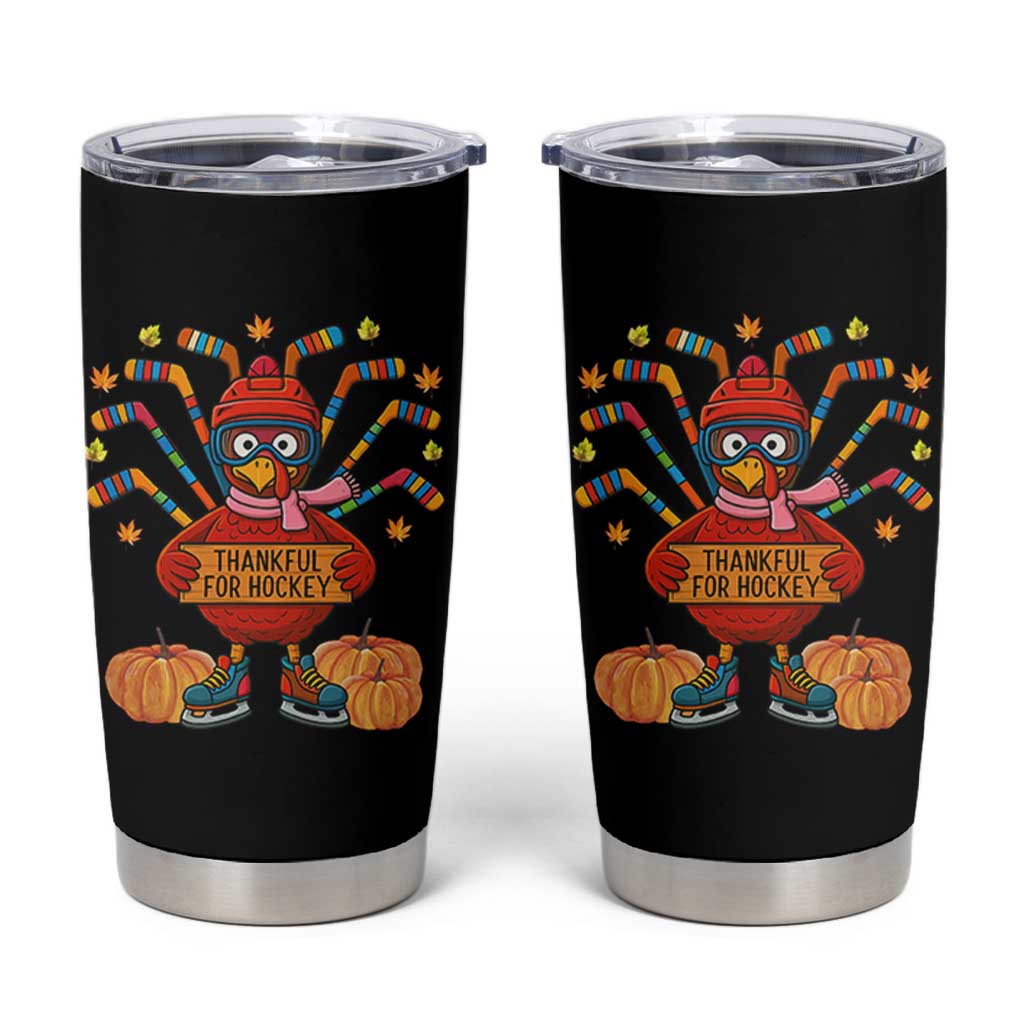Funny Turkey Ice Hockey Gift Tumbler Cup Thankful For Hockey - Wonder Print Shop