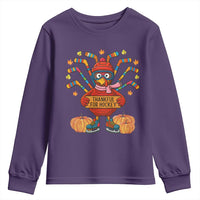 Funny Turkey Ice Hockey Gift Youth Sweatshirt Thankful For Hockey - Wonder Print Shop