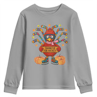 Funny Turkey Ice Hockey Gift Youth Sweatshirt Thankful For Hockey - Wonder Print Shop