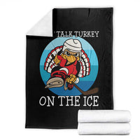 Lets Talk Turkey On The Ice Throw Blanket Retro Ocean Blue Ice Hockey Gift - Wonder Print Shop