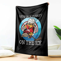 Lets Talk Turkey On The Ice Throw Blanket Retro Ocean Blue Ice Hockey Gift - Wonder Print Shop