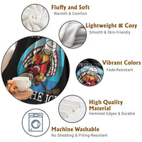 Lets Talk Turkey On The Ice Throw Blanket Retro Ocean Blue Ice Hockey Gift - Wonder Print Shop