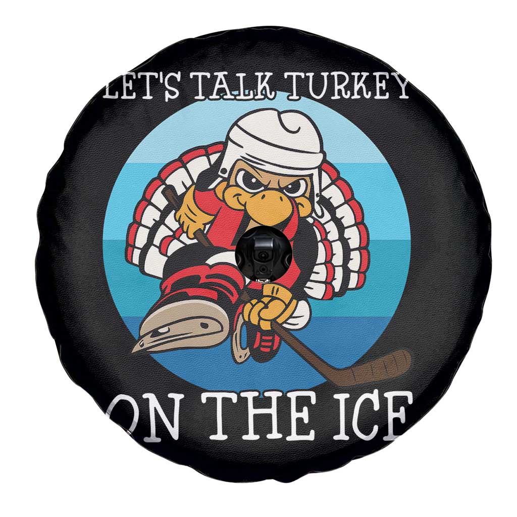 Lets Talk Turkey On The Ice Spare Tire Cover Retro Ocean Blue Ice Hockey Gift - Wonder Print Shop
