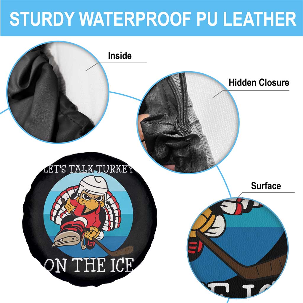 Lets Talk Turkey On The Ice Spare Tire Cover Retro Ocean Blue Ice Hockey Gift - Wonder Print Shop