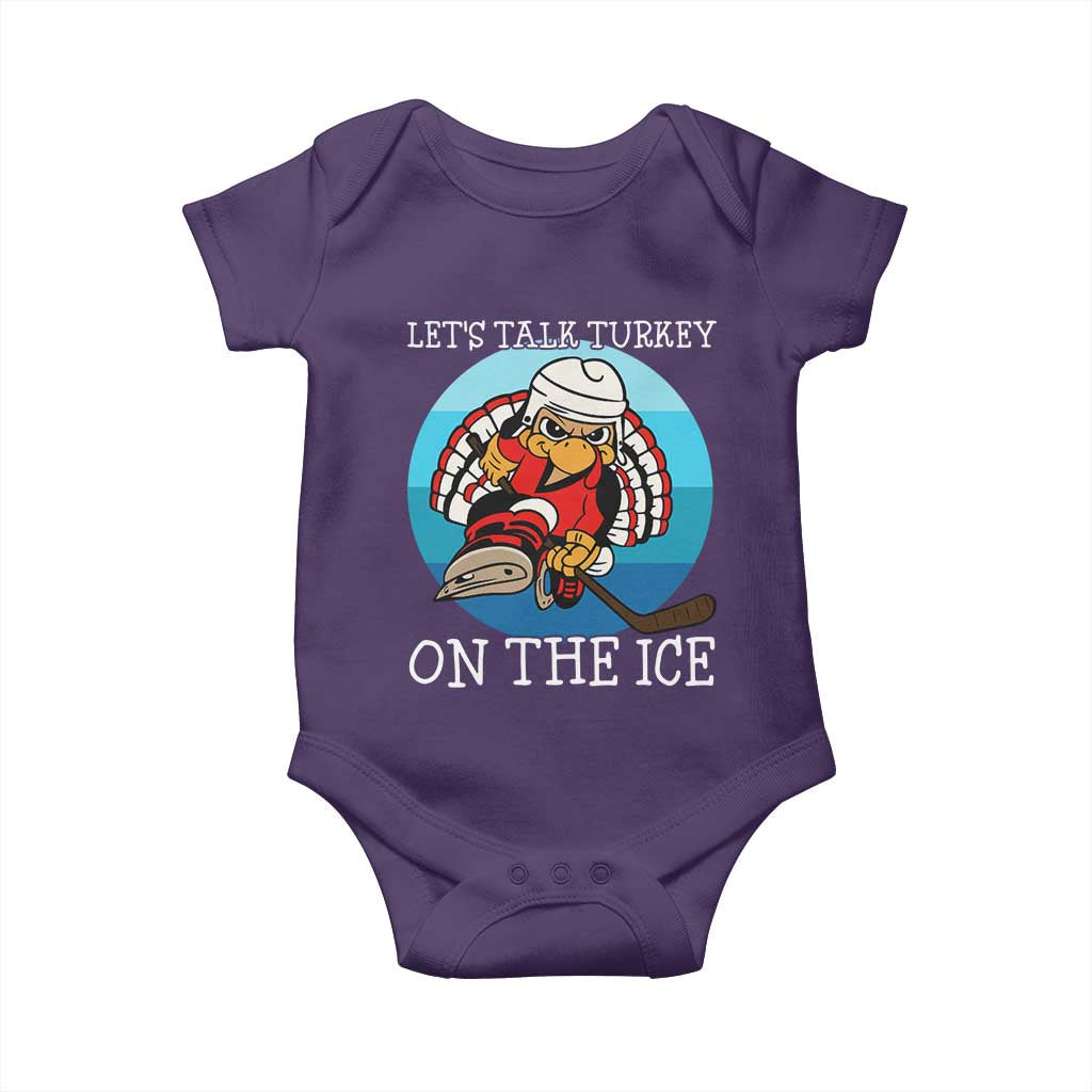 Lets Talk Turkey On The Ice Baby Onesie Retro Ocean Blue Ice Hockey Gift - Wonder Print Shop