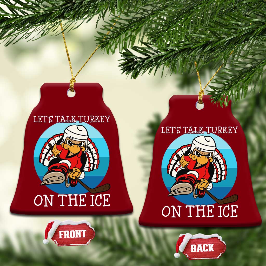 Lets Talk Turkey On The Ice Ceramic Ornament Retro Ocean Blue Ice Hockey Gift - Wonder Print Shop