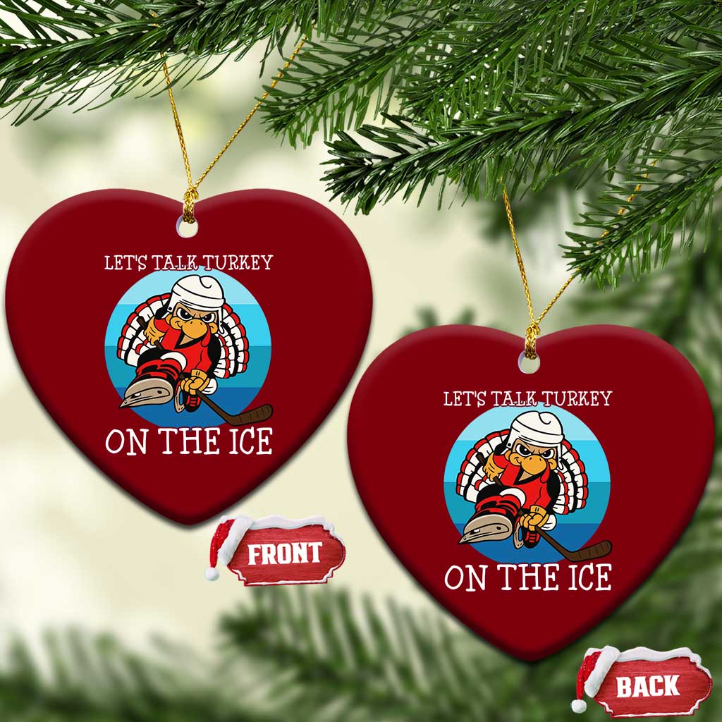 Lets Talk Turkey On The Ice Ceramic Ornament Retro Ocean Blue Ice Hockey Gift - Wonder Print Shop