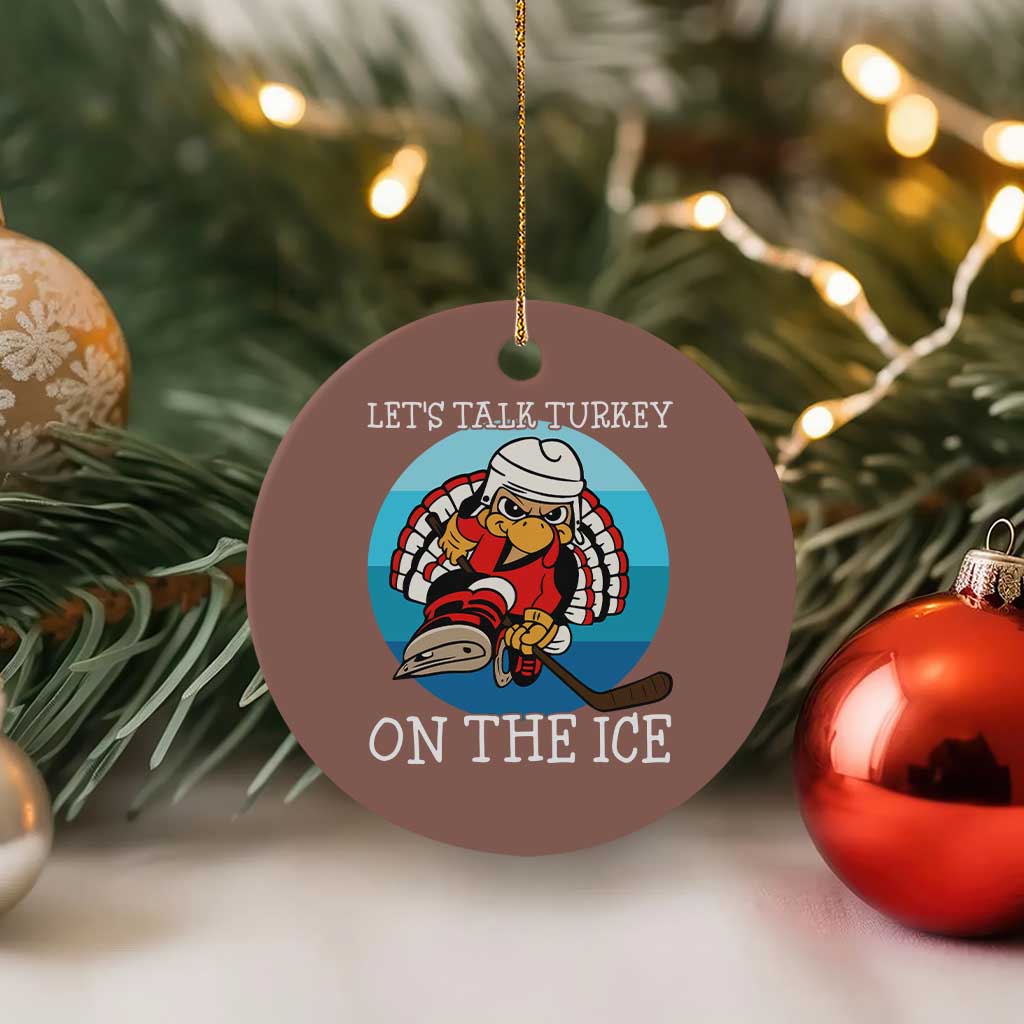 Lets Talk Turkey On The Ice Ceramic Ornament Retro Ocean Blue Ice Hockey Gift - Wonder Print Shop