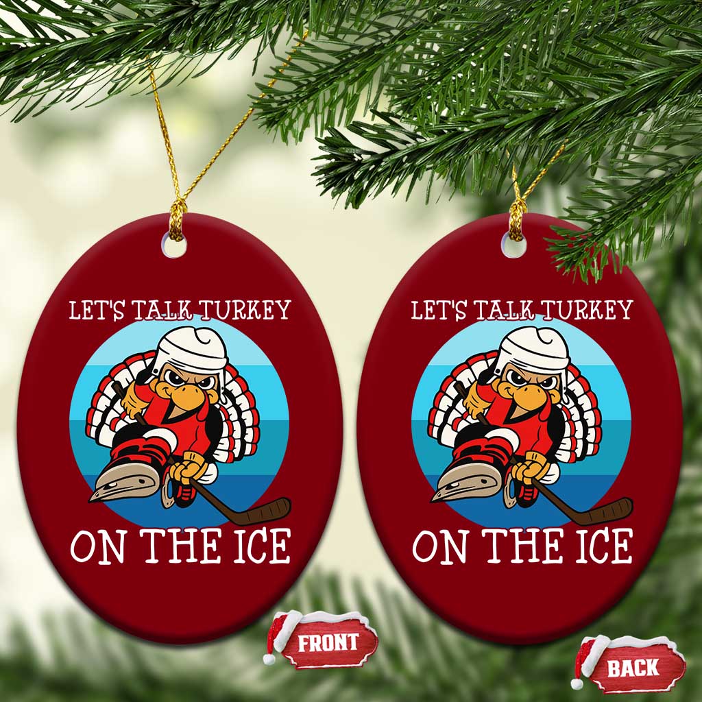 Lets Talk Turkey On The Ice Ceramic Ornament Retro Ocean Blue Ice Hockey Gift - Wonder Print Shop