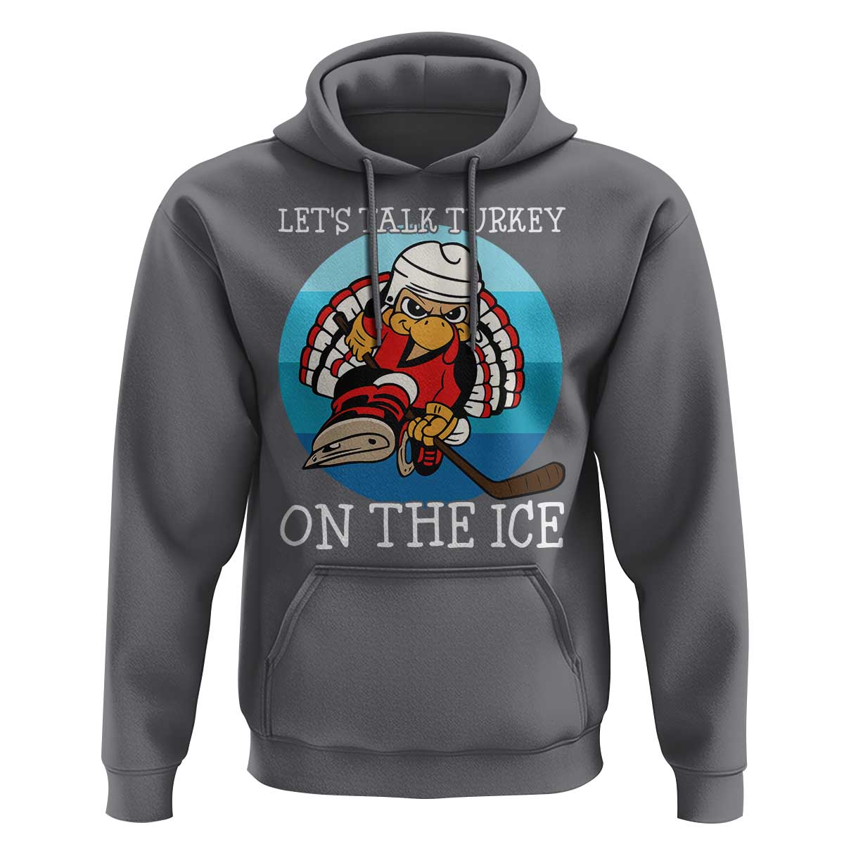 Lets Talk Turkey On The Ice Hoodie Retro Ocean Blue Ice Hockey Gift - Wonder Print Shop