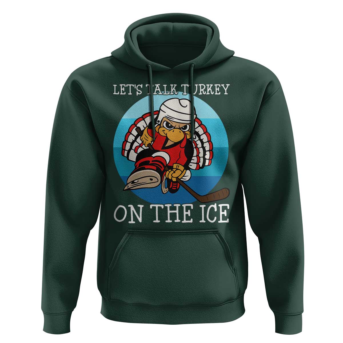 Lets Talk Turkey On The Ice Hoodie Retro Ocean Blue Ice Hockey Gift - Wonder Print Shop
