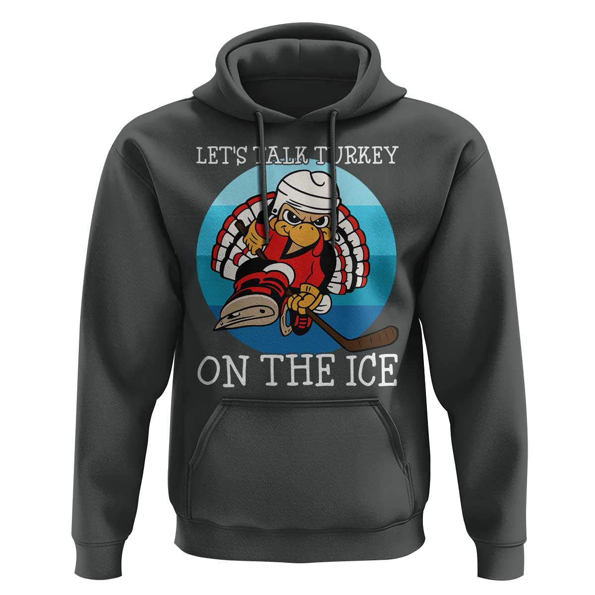 Lets Talk Turkey On The Ice Hoodie Retro Ocean Blue Ice Hockey Gift - Wonder Print Shop