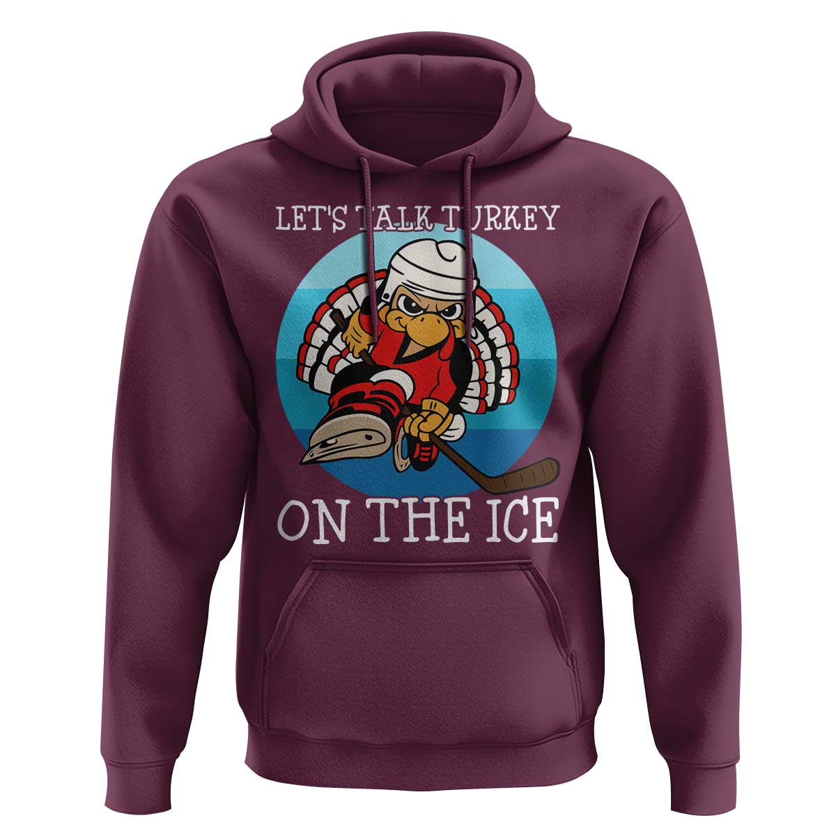 Lets Talk Turkey On The Ice Hoodie Retro Ocean Blue Ice Hockey Gift - Wonder Print Shop