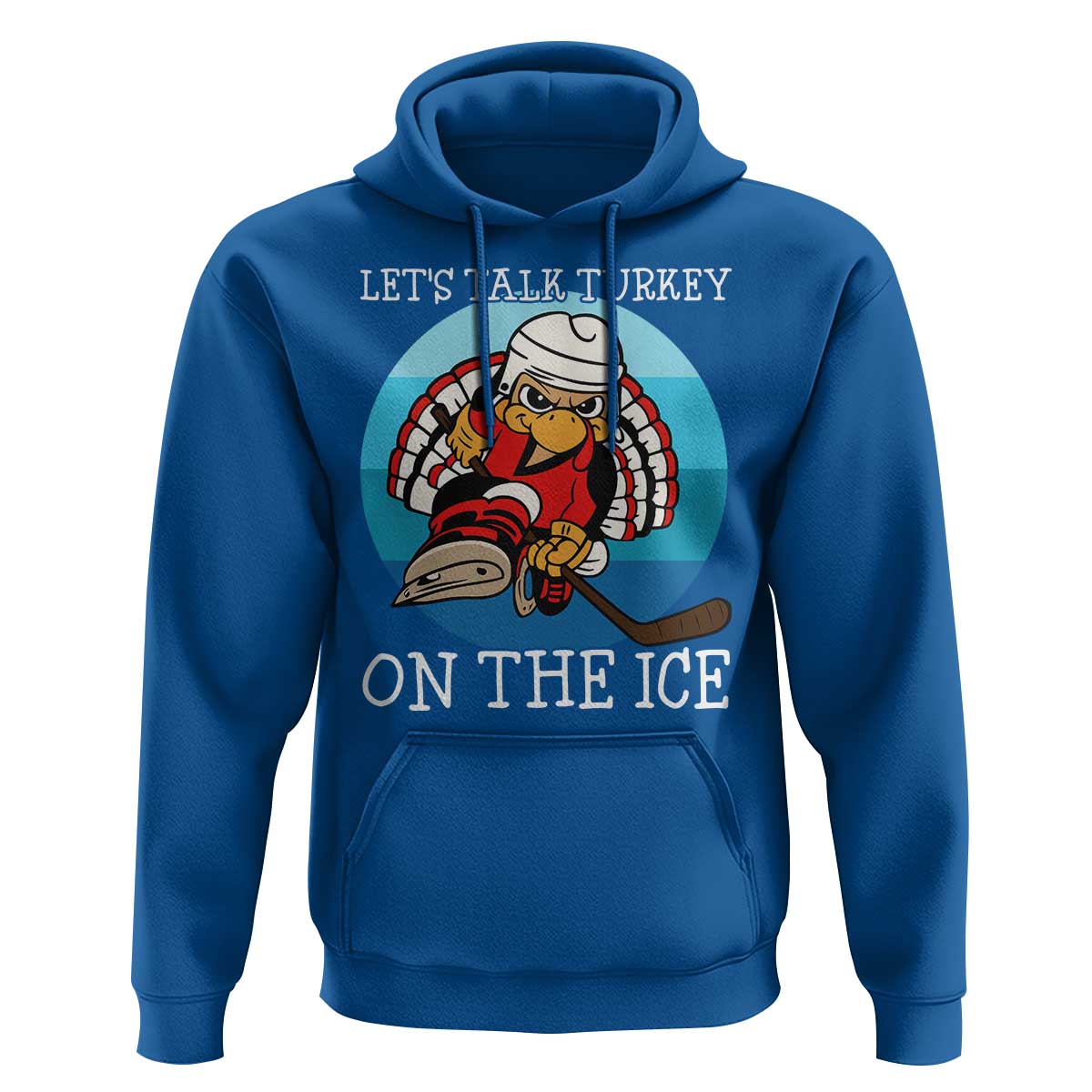 Lets Talk Turkey On The Ice Hoodie Retro Ocean Blue Ice Hockey Gift - Wonder Print Shop