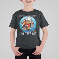 Lets Talk Turkey On The Ice T Shirt For Kid Retro Ocean Blue Ice Hockey Gift - Wonder Print Shop