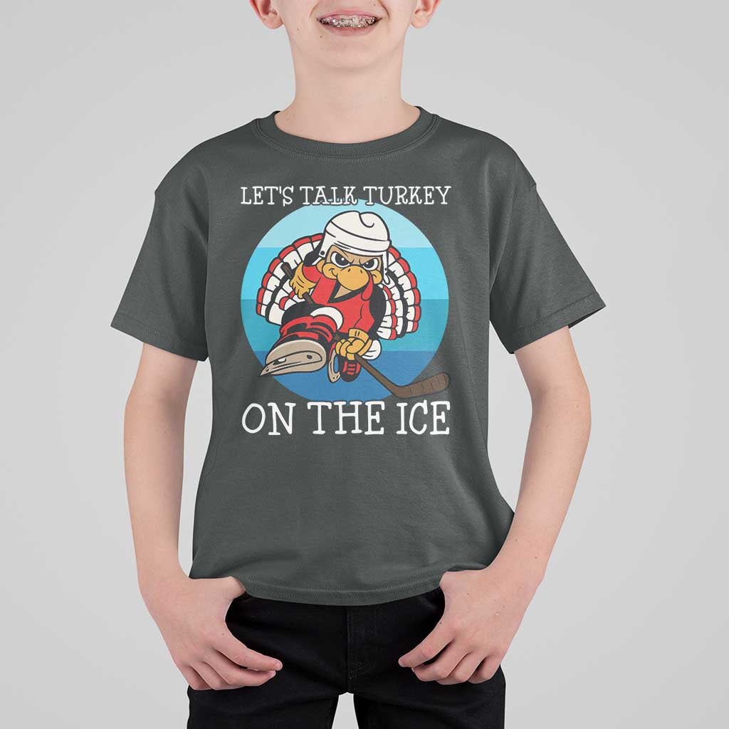 Lets Talk Turkey On The Ice T Shirt For Kid Retro Ocean Blue Ice Hockey Gift - Wonder Print Shop
