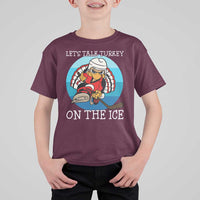 Lets Talk Turkey On The Ice T Shirt For Kid Retro Ocean Blue Ice Hockey Gift - Wonder Print Shop