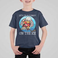 Lets Talk Turkey On The Ice T Shirt For Kid Retro Ocean Blue Ice Hockey Gift - Wonder Print Shop