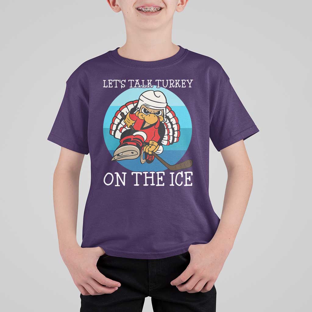 Lets Talk Turkey On The Ice T Shirt For Kid Retro Ocean Blue Ice Hockey Gift - Wonder Print Shop