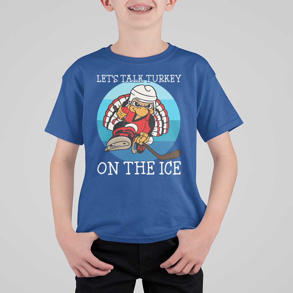 Lets Talk Turkey On The Ice T Shirt For Kid Retro Ocean Blue Ice Hockey Gift - Wonder Print Shop