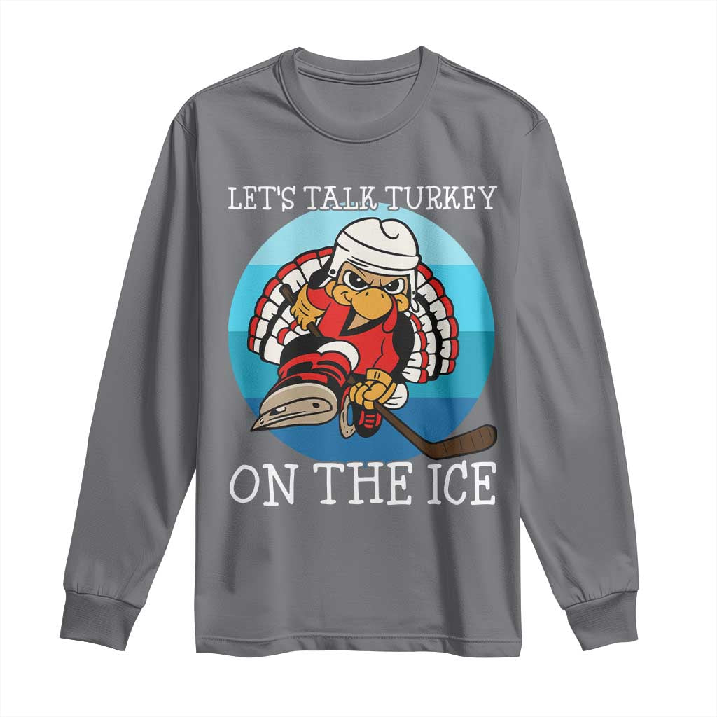 Lets Talk Turkey On The Ice Long Sleeve Shirt Retro Ocean Blue Ice Hockey Gift - Wonder Print Shop