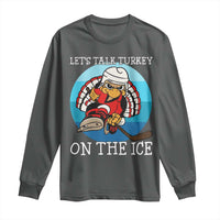 Lets Talk Turkey On The Ice Long Sleeve Shirt Retro Ocean Blue Ice Hockey Gift - Wonder Print Shop