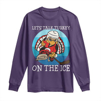 Lets Talk Turkey On The Ice Long Sleeve Shirt Retro Ocean Blue Ice Hockey Gift - Wonder Print Shop