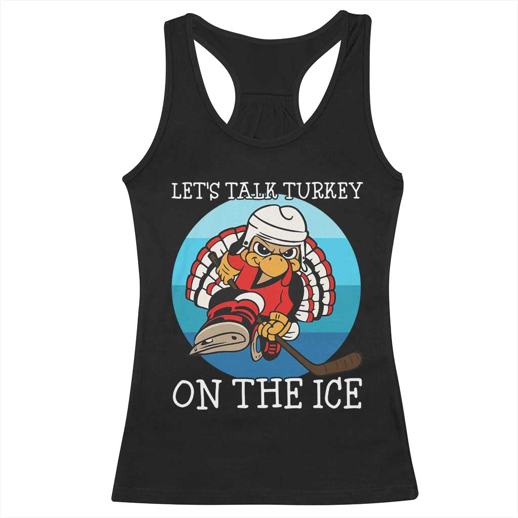 Lets Talk Turkey On The Ice Racerback Tank Top Retro Ocean Blue Ice Hockey Gift - Wonder Print Shop