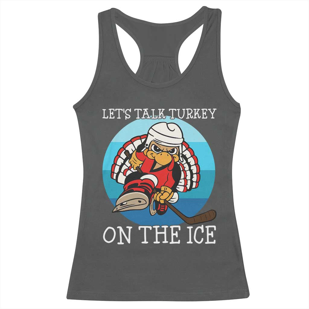 Lets Talk Turkey On The Ice Racerback Tank Top Retro Ocean Blue Ice Hockey Gift - Wonder Print Shop