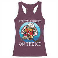 Lets Talk Turkey On The Ice Racerback Tank Top Retro Ocean Blue Ice Hockey Gift - Wonder Print Shop