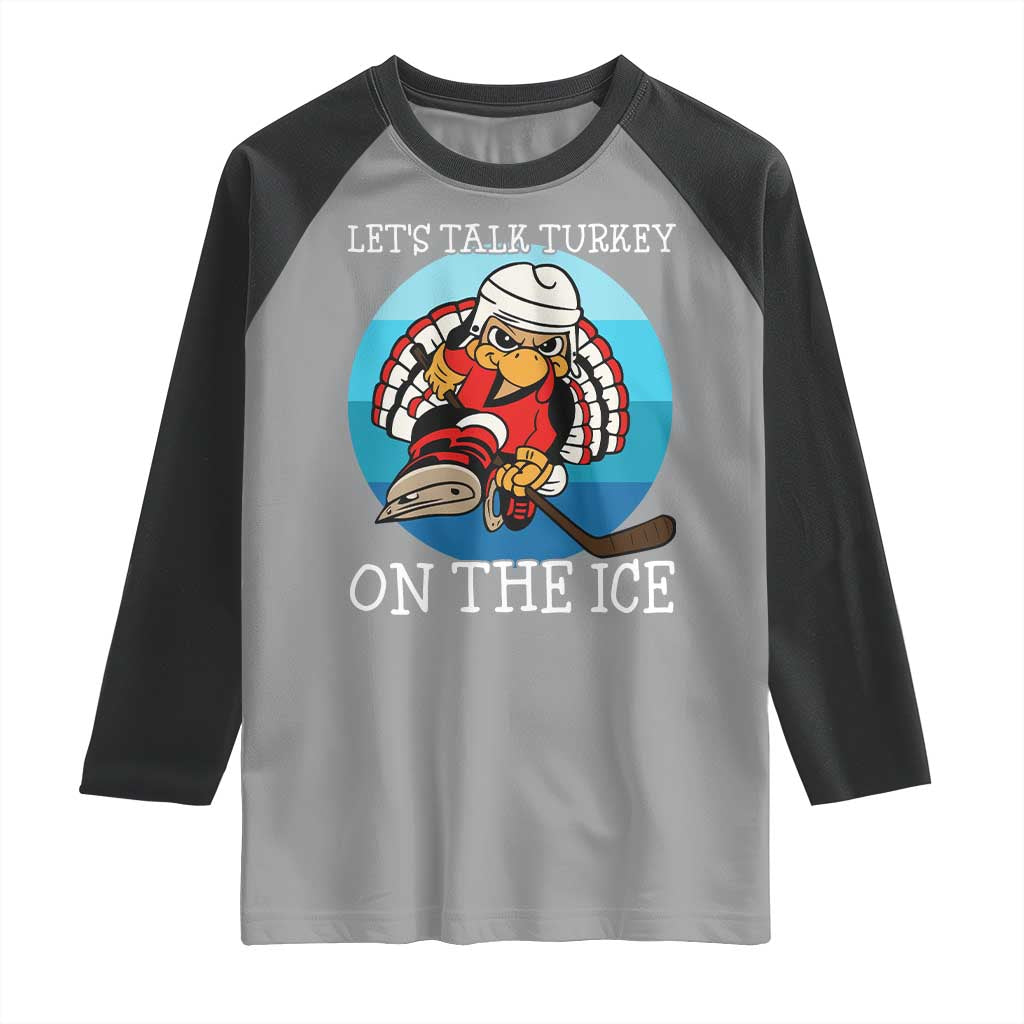 Lets Talk Turkey On The Ice Raglan Shirt Retro Ocean Blue Ice Hockey Gift - Wonder Print Shop