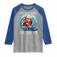 Lets Talk Turkey On The Ice Raglan Shirt Retro Ocean Blue Ice Hockey Gift - Wonder Print Shop