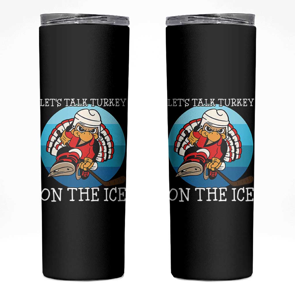 Lets Talk Turkey On The Ice Skinny Tumbler Retro Ocean Blue Ice Hockey Gift - Wonder Print Shop