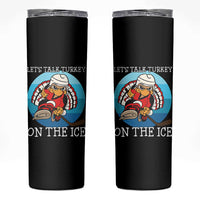 Lets Talk Turkey On The Ice Skinny Tumbler Retro Ocean Blue Ice Hockey Gift - Wonder Print Shop
