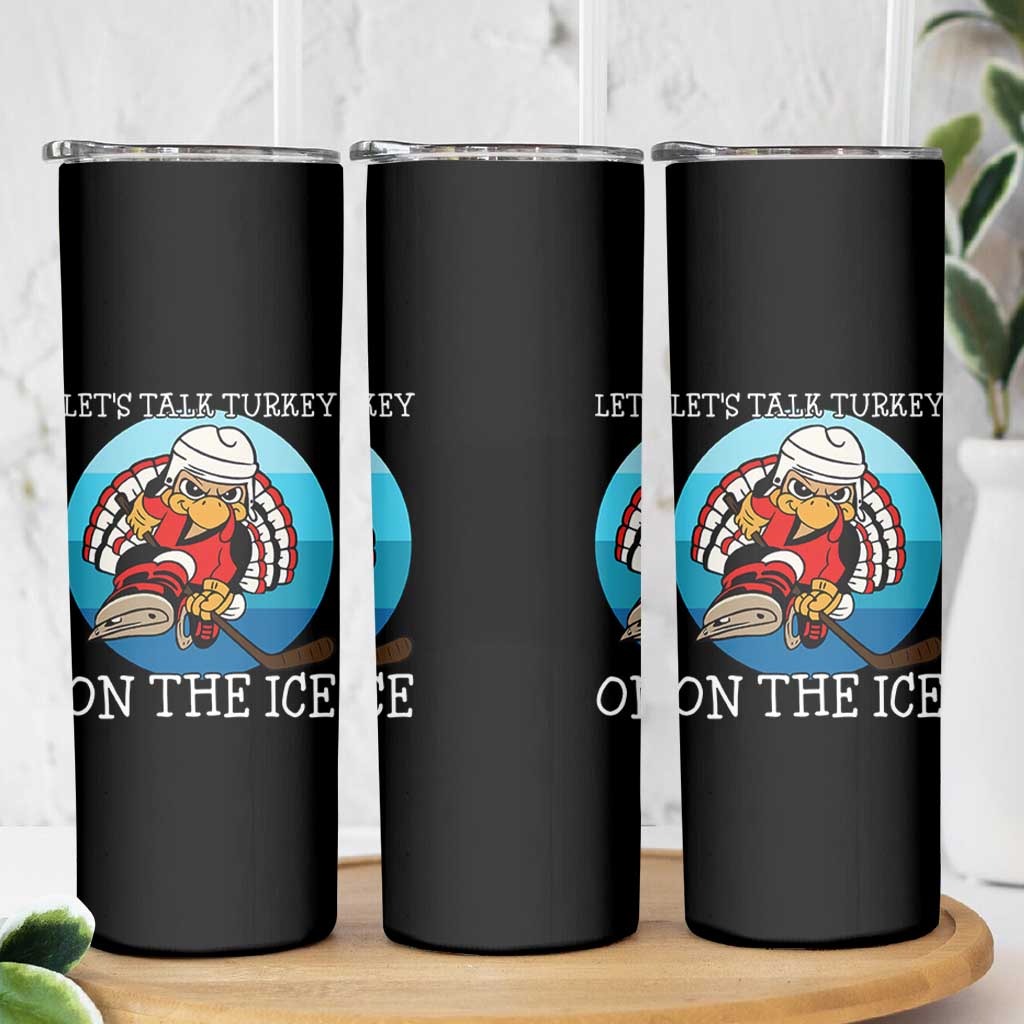 Lets Talk Turkey On The Ice Skinny Tumbler Retro Ocean Blue Ice Hockey Gift - Wonder Print Shop