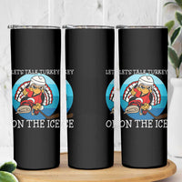 Lets Talk Turkey On The Ice Skinny Tumbler Retro Ocean Blue Ice Hockey Gift - Wonder Print Shop