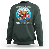Lets Talk Turkey On The Ice Sweatshirt Retro Ocean Blue Ice Hockey Gift - Wonder Print Shop