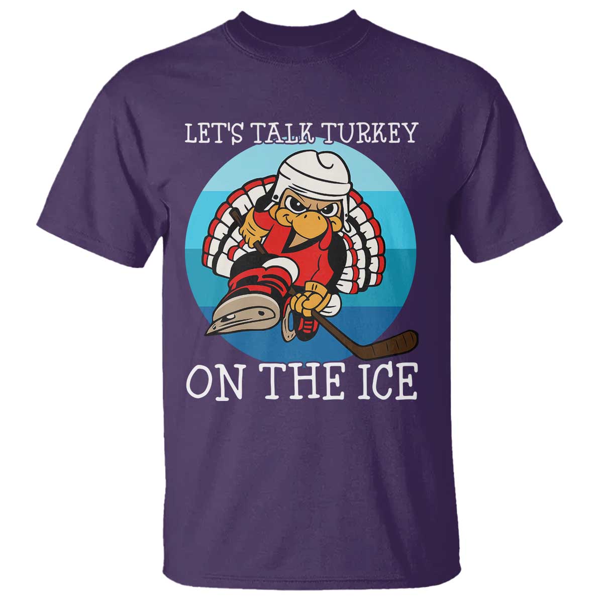 Lets Talk Turkey On The Ice T Shirt Retro Ocean Blue Ice Hockey Gift - Wonder Print Shop