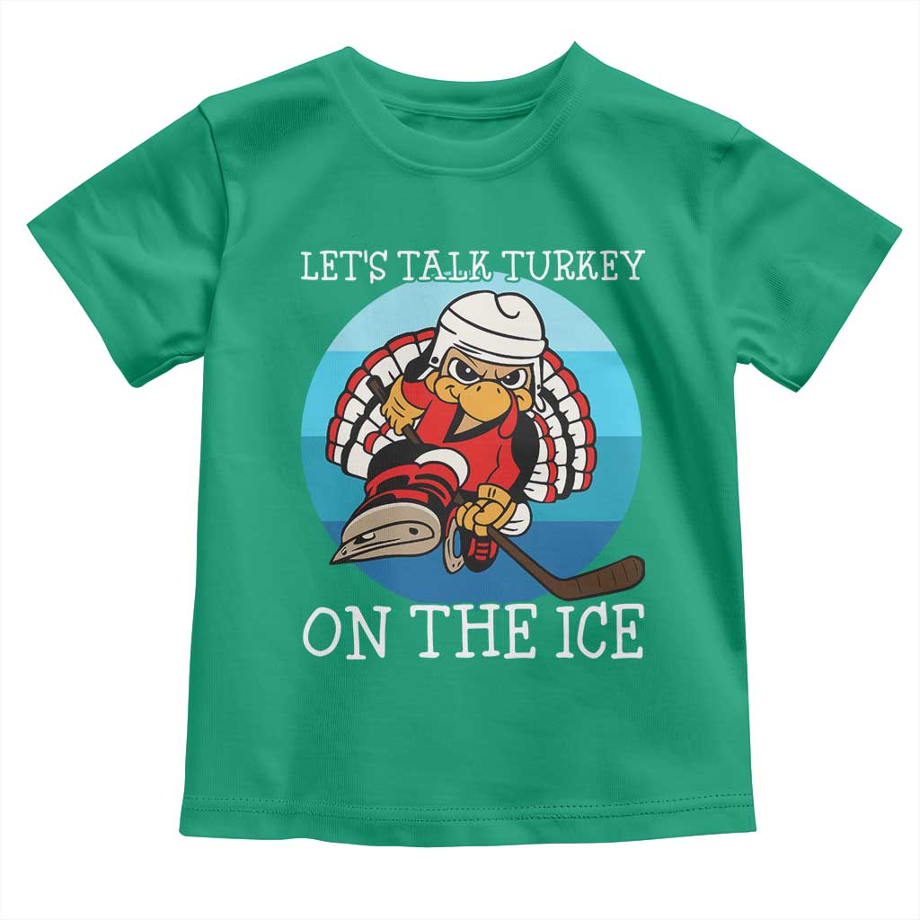 Lets Talk Turkey On The Ice Toddler T Shirt Retro Ocean Blue Ice Hockey Gift - Wonder Print Shop