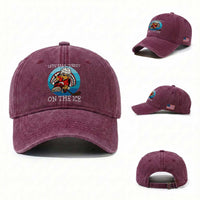 Lets Talk Turkey On The Ice Washed Cotton Baseball Cap Retro Ocean Blue Ice Hockey Gift