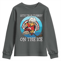Lets Talk Turkey On The Ice Youth Sweatshirt Retro Ocean Blue Ice Hockey Gift - Wonder Print Shop