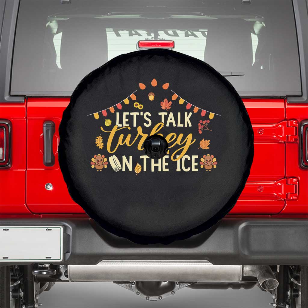 Funny Thanksgiving Ice Hockey Gift Spare Tire Cover Lets Talk Turkey On The Ice - Wonder Print Shop