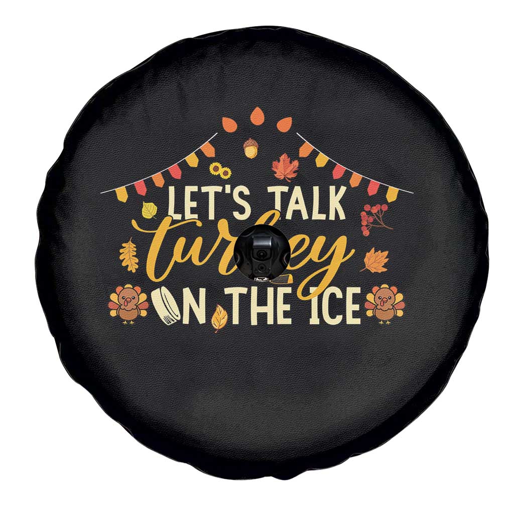 Funny Thanksgiving Ice Hockey Gift Spare Tire Cover Lets Talk Turkey On The Ice - Wonder Print Shop