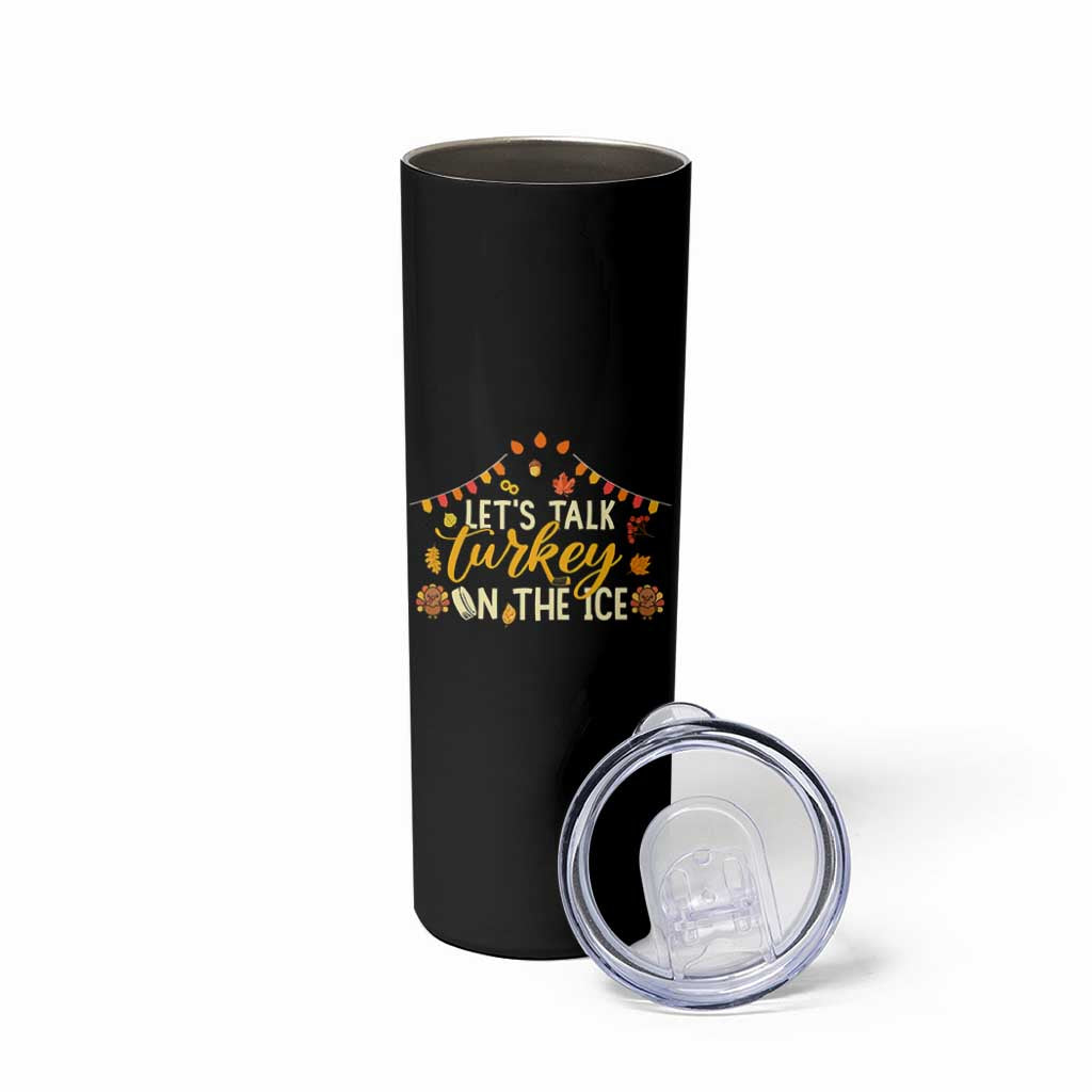 Funny Thanksgiving Ice Hockey Gift Skinny Tumbler Lets Talk Turkey On The Ice - Wonder Print Shop